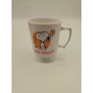 Vintage Peanuts Snoopy Woodstock I'm Not Worth A Thing Before  Pedestal Mug 1965